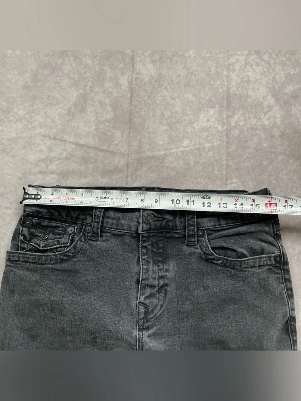 True Religion Ricky Jeans Mens Size 33 Black Back Flap Pocket Relaxed Straight